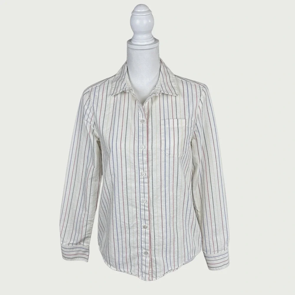 Sezane Pastel Striped Button Down Shirt - Picture 5 of 8